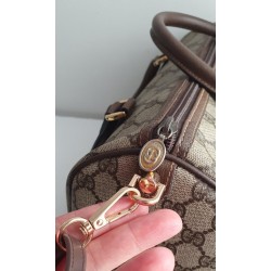 Gucci Boston Handtasche Vintage Braun-Grau Canvas