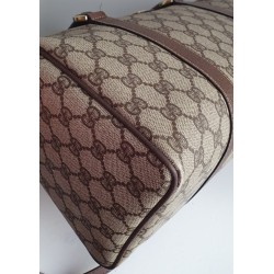 Gucci Boston Handtasche Vintage Braun-Grau Canvas