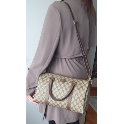 Gucci Boston Handtasche Vintage Braun-Grau Canvas