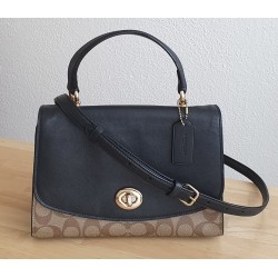 Coach Henkel/Crossbody Tasche Canvas Leder Braun-Schwarz