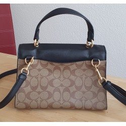 Coach Henkel/Crossbody Tasche Canvas Leder Braun-Schwarz