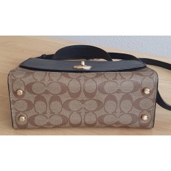 Coach Henkel/Crossbody Tasche Canvas Leder Braun-Schwarz