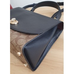 Coach Henkel/Crossbody Tasche Canvas Leder Braun-Schwarz