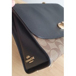 Coach Henkel/Crossbody Tasche Canvas Leder Braun-Schwarz