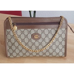 Gucci Vintage Clutch/Crossbody Tasche Leder Braun