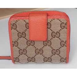 Gucci Portemonnaie Unisex Leder Canvas Braun-Orange