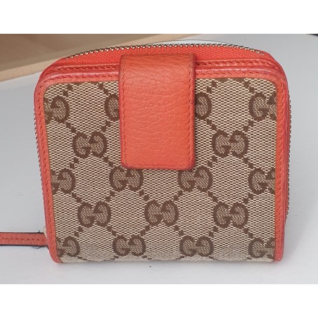 Gucci Portemonnaie Unisex Leder Canvas Braun-Orange