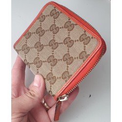Gucci Portemonnaie Unisex Leder Canvas Braun-Orange