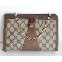 Gucci  Vintage Clutch/Crossbody Tasche Leder Braun