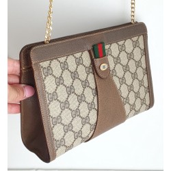 Gucci  Vintage Clutch/Crossbody Tasche Leder Braun