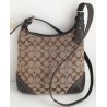 Coach Crossbody Tasche Canvas Leder Braun-Dunkelgrau