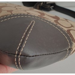 Coach Crossbody Tasche Canvas Leder Braun-Dunkelgrau