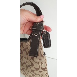 Coach Crossbody Tasche Canvas Leder Braun-Dunkelgrau