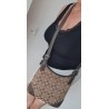 Coach Crossbody Tasche Canvas Leder Braun-Dunkelgrau
