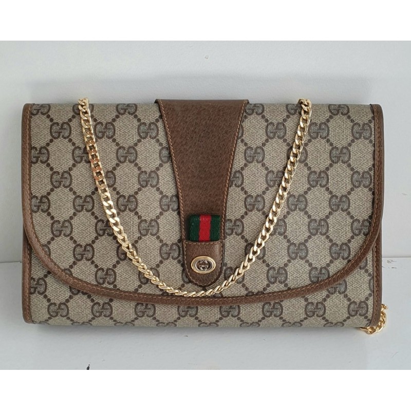 Gucci Vintage Clutch/Crossbody Tasche Leder Braun