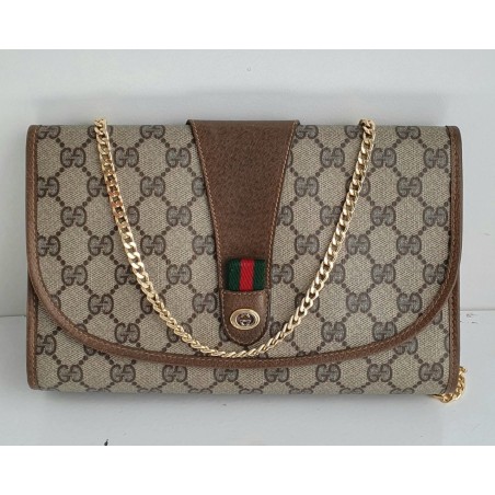 Gucci Vintage Clutch/Crossbody Tasche Leder Braun