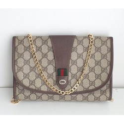 Gucci Vintage Clutch/Crossbody Tasche Leder Braun