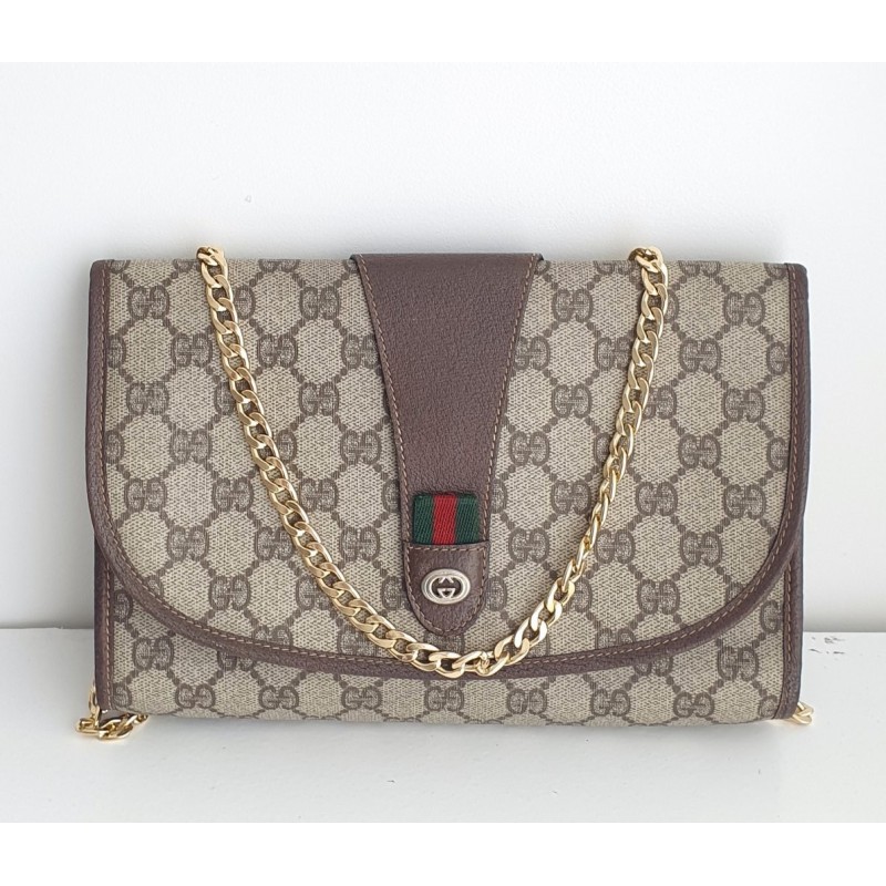 Gucci Vintage Clutch/Crossbody Tasche Leder Braun