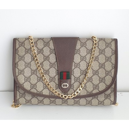 Gucci Vintage Clutch/Crossbody Tasche Leder Braun