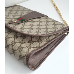 Gucci Vintage Clutch/Crossbody Tasche Leder Braun