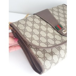 Gucci Vintage Clutch/Crossbody Tasche Leder Braun