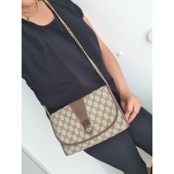 Gucci Vintage Clutch/Crossbody Tasche Leder Braun