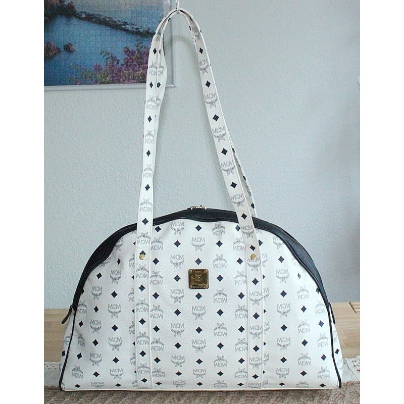 MCM Shopper/Reisetasche Weiss-Dunkelblau Gross GM MCM Shopper/Reisetasche Weiss-Dunkelblau Gross GM