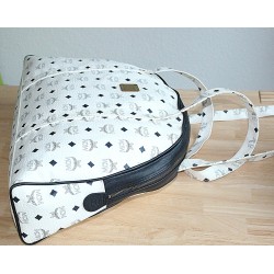 MCM Shopper/Reisetasche Weiss-Dunkelblau Gross GM