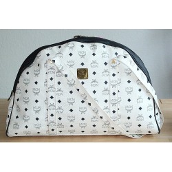 MCM Shopper/Reisetasche Weiss-Dunkelblau Gross GM