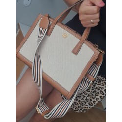 Tory Burch Tote Bag Textilgewebe Canvas in einem hellen Naturton