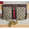 Gucci Vintage Clutch/Schulter Tasche Leder Braun