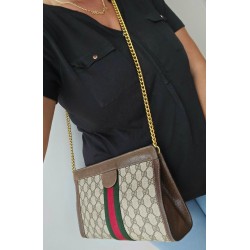 Gucci Vintage Clutch/Schulter Tasche Leder Braun