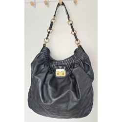 Marc Jacobs Henkel/Schultertasche Softleder anthrazit Glitzer/Schwarz