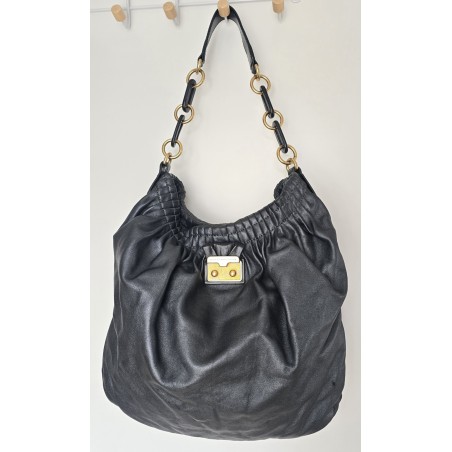 Marc Jacobs Henkel/Schultertasche Softleder anthrazit Glitzer/Schwarz