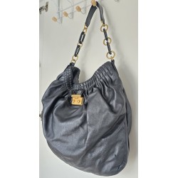 Marc Jacobs Henkel/Schultertasche Softleder anthrazit Glitzer/Schwarz