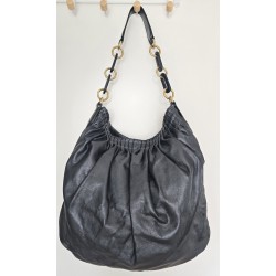 Marc Jacobs Henkel/Schultertasche Softleder anthrazit Glitzer/Schwarz
