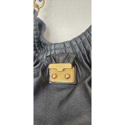 Marc Jacobs Henkel/Schultertasche Softleder anthrazit Glitzer/Schwarz