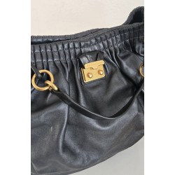 Marc Jacobs Henkel/Schultertasche Softleder anthrazit Glitzer/Schwarz