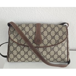 Gucci Vintage Clutch/Schulter Tasche Leder Braun