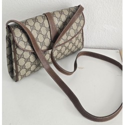 Gucci Vintage Clutch/Schulter Tasche Leder Braun