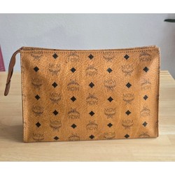 Mcm Nécessaire Poche Toilette Medium Heritage Cognac Canvas.