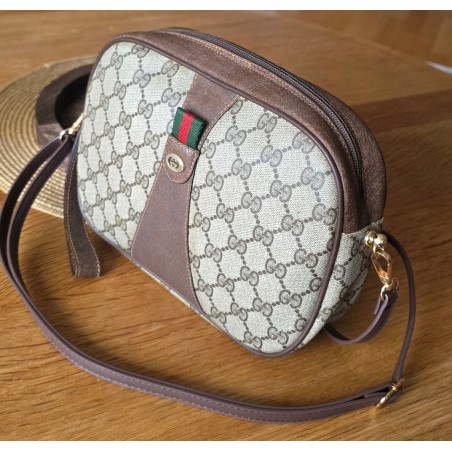 Gucci Vintage Clutch/Crossbody Tasche Oval Leder Braun