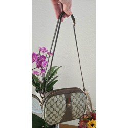 Gucci Vintage Clutch/Crossbody Tasche Oval Leder Braun