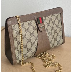 Gucci Vintage Clutch/Crossbody Tasche Leder Braun