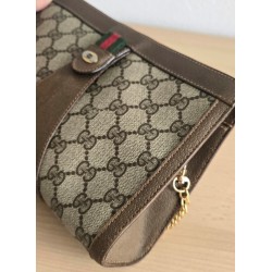 Gucci Vintage Clutch/Crossbody Tasche Leder Braun