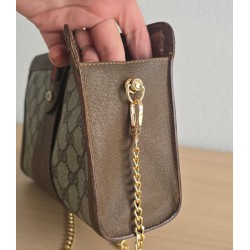 Gucci Vintage Clutch/Crossbody Tasche Leder Braun