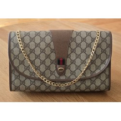 Gucci Vintage Clutch/Crossbody Tasche Leder Braun