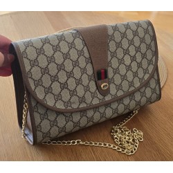 Gucci Vintage Clutch/Crossbody Tasche Leder Braun