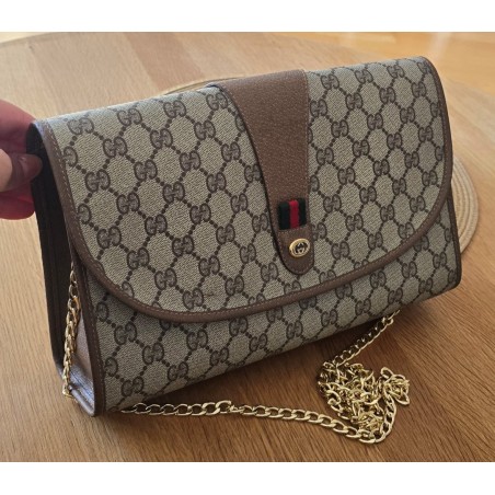 Gucci Vintage Clutch/Crossbody Tasche Leder Braun