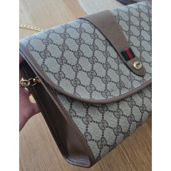 Gucci Vintage Clutch/Crossbody Tasche Leder Braun